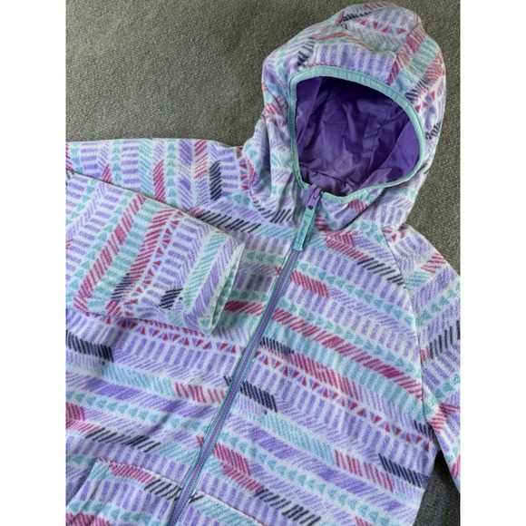Eddie Bauer Other - Eddie Bauer Girls Reversible Windbreaker/Fleece Hooded Jacket Size L Purple/Teal